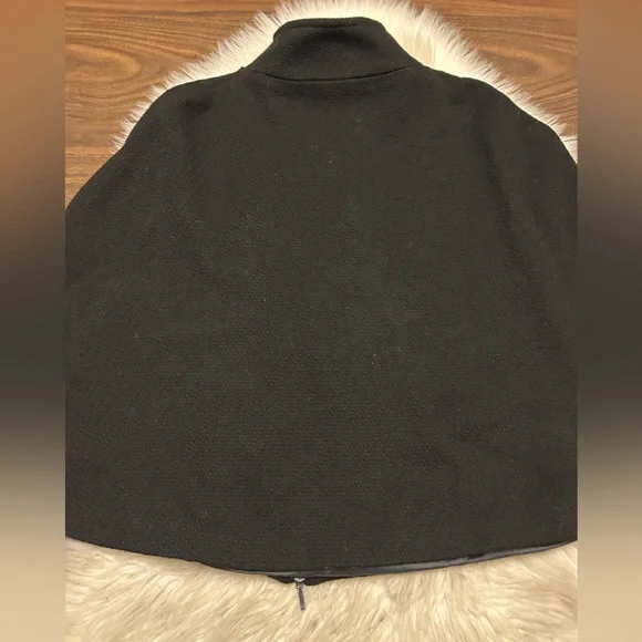 REISS Wool Viscose Blend Textured Full-Zip Cape Jacket